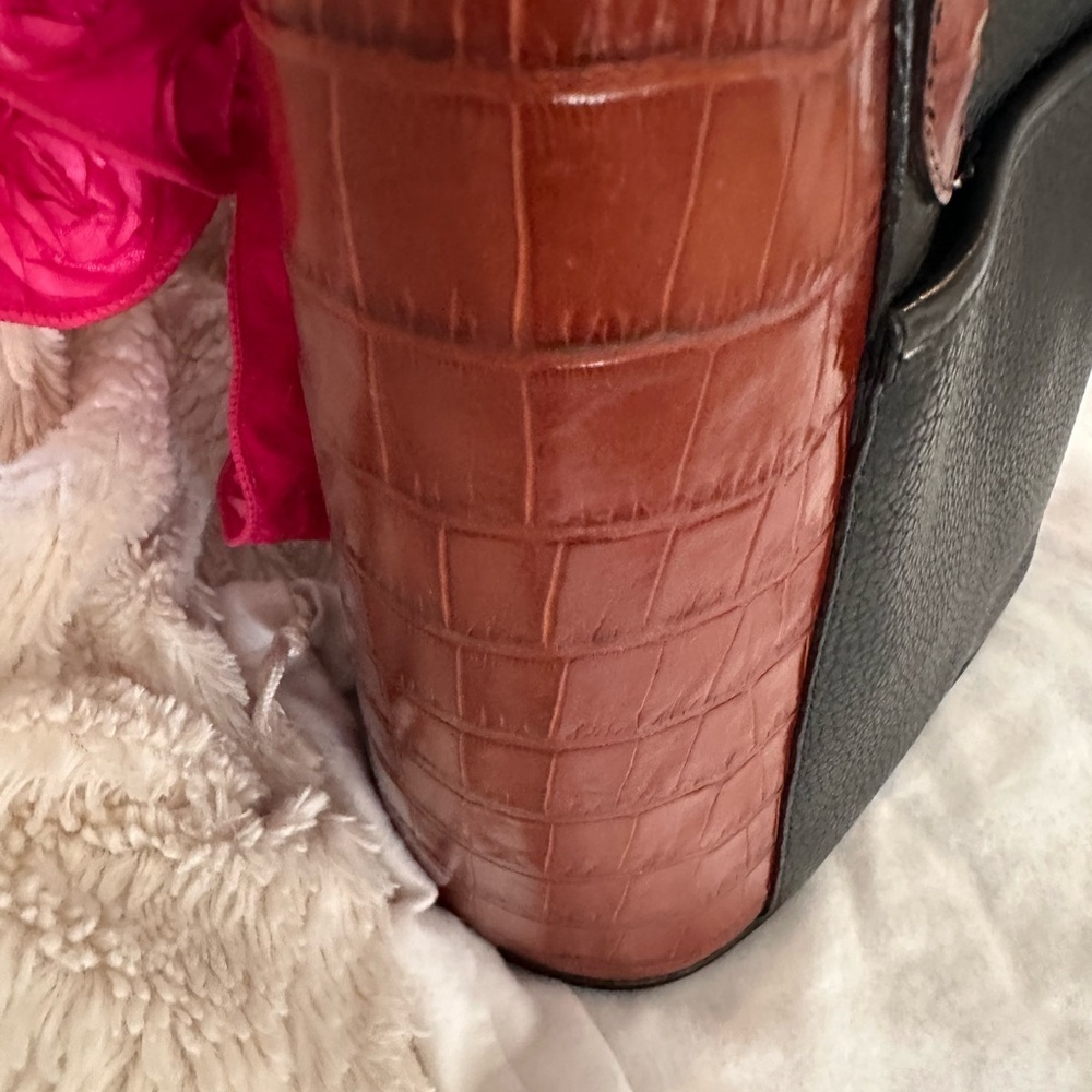 Brighton 🖤 “Dolores” Black Pebble/Brown Croco Embossed Leather 3 piece Set IOB - Picture 7 of 16